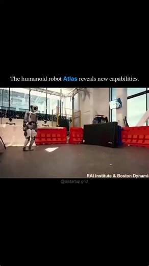 AI Startup Grid • Artificial Intelligence on Instagram: "Robots are evolving faster than ever 🤖⚡ This 21-second clip of the new electric Atlas robot shows an insane level of balance, precision, and control. It’s a clear sign of how far reinforcement learning has advanced at Boston Dynamics and the Robotics & AI Institute. Weighing around 80–90 kg, Atlas is designed for tight, energy-efficient movement. What started as gymnastics-style research is now shifting toward real factory work, with prac