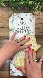 28K views · 833 reactions | This bright, springtime craft was made with cardboard and a scrap fence board. I think it’s amazing what you can do with extra pieces that you may have on hand. Do you have a cardboard box? Craft with it! ☺️ The stencil set is coming soon. #springcrafts #ohhellospring | Farmhouse Stencil Shoppe | Facebook