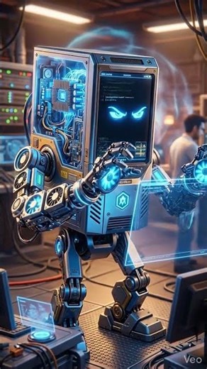 Intelligent CPU Tower Character | AI Brain of Computer System Animation