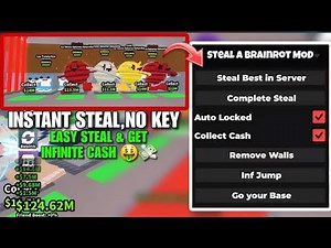 Steal a Brainrot Script GUI | FLY NOCLIP INSTANT STEAL INFINITE CASH NO KEY