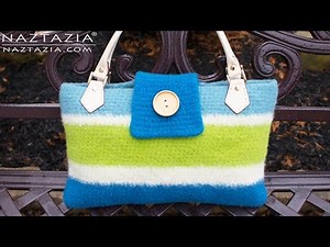 HOW to CROCHET a FELTED HANDBAG using the Fulling Process - Felting Bolsa Bags