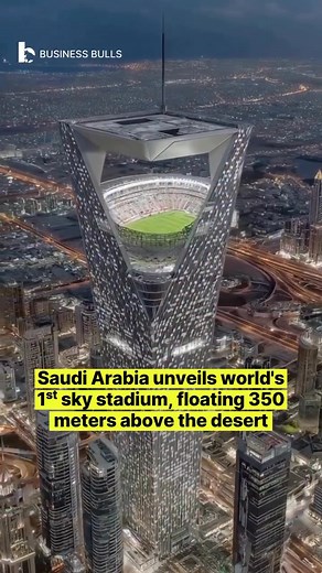 Saudi Arabia has unveiled plans for NEOM Stadium — the first-ever stadium to be built high in the sky, elevated 350 metres above the desert in the futuristic city project, The Line. Designed to run entirely on renewable energy, the 46,000-seat arena is expected to be ready by around 2032. It will host matches up to the quarterfinal stage of the 2034 FIFA World Cup, giving fans a breathtaking aerial sporting experience unlike anything seen before. #BusinessBulls #SaudiArabia Copied post | Vishnu 