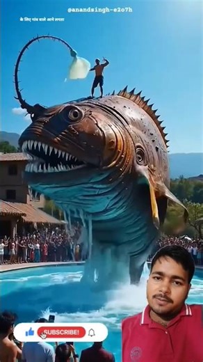 Grandpa Caught a Giant Fish 🐟 and Put It in Swimming Pool | Amazing Catch #shorts