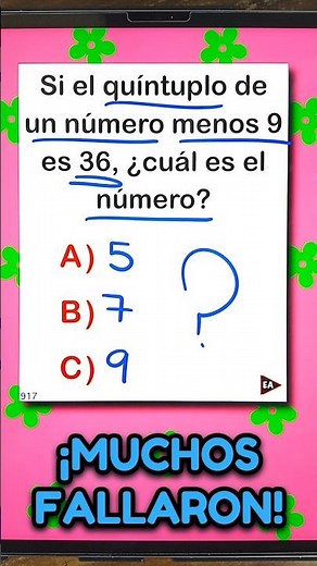 If five times a number minus 9 is 36, find the number ✌️🤯 #mathematics #mathematics (▶2635)