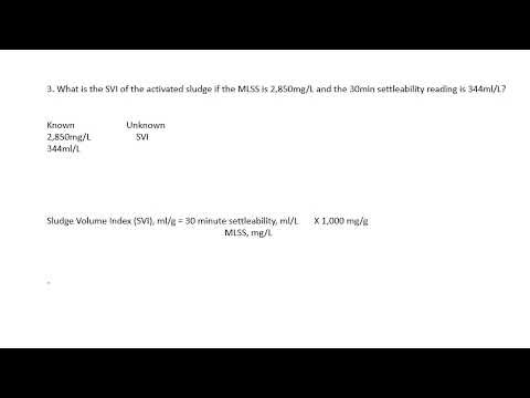 Waste Water Treatment Math Sludge Volume Index