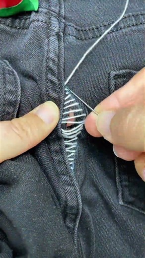 Invisible Back Pocket Stitching Technique for Pants Without Patching #sewing #DIY