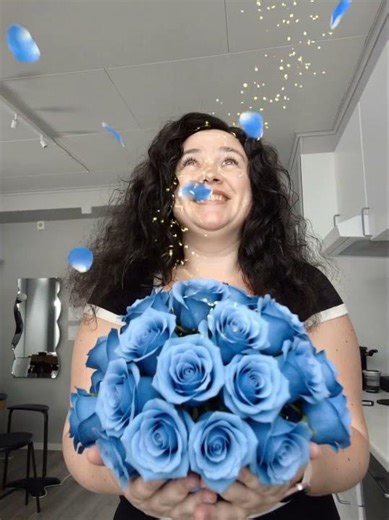 I got flowers and they were my favorite color blue! 💙 #flowers #blue 🤣 #joy