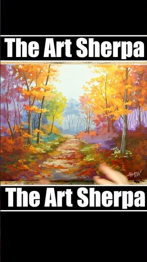 Autumn color, forest path, acrylic painting, step-by-step #Art #TheArtSherpa #Painting