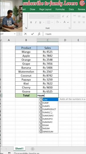How to Use SUM Formula in Excel (Easy Trick) #excel