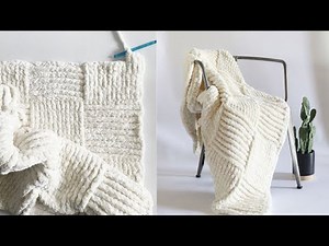 Crochet Basketweave Velvet Plus Throw