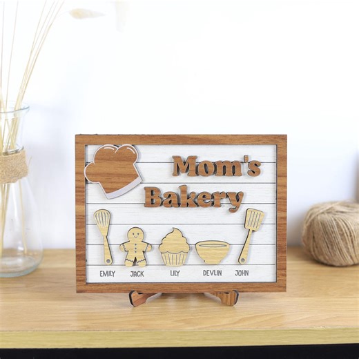Personalized Mom's Bakery Wooden Sign, Custom Kitchen Decor, Baking Crew Plaque, Mother's Day Gift - Etsy