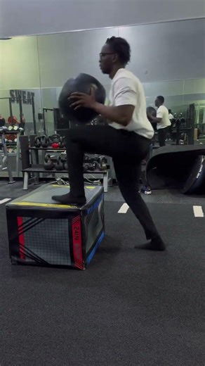 Medicine ball box jumps #shorts #fitness #fitnessmotivation #boxjumps #medicineballworkout