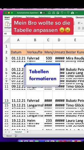 Tabellen formatieren ⚡️⚡️ #excel #viral #viral #fy #fürdich #easy #studium #ausbildung #schule #lernen