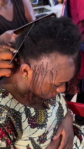 Microbraids Styling Process in a Hair Salon