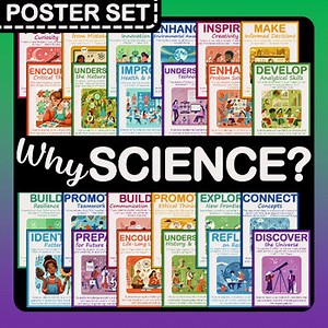 Why Study Science Posters Motivational STEM Quotes, Rainbow Classroom Decor