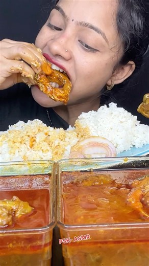 Spicy Fish Curry With Rice Mukbang 🔥👌 #mukbang #fishcurry #foodshow