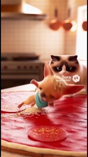 They Made a GIANT Pizza! 🍕🐱🐶😺 So Cute and So Huge! #CutePets #pizzatime