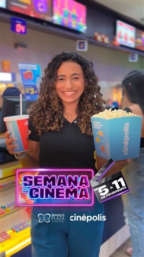 Manaus Plaza Shopping on Instagram: "Spoiler do dia: assistir aos melhores filmes da temporada vai custar bem menos do que você imagina. 🎬 Na Semana do Cinema do Plaza, tem ingresso a partir de R$ 10, além de combos e colecionáveis com preços imperdíveis 🍿✨ Promoção válida do dia 05/02 ao dia 11/02. R$ 10 (sessões até 16h55) R$ 12 (sessões após 17h) Corre pra viver a Semana do Cinema aqui no Plaza. Cinema bom é cinema cheio de vantagens 🤩🎞️"