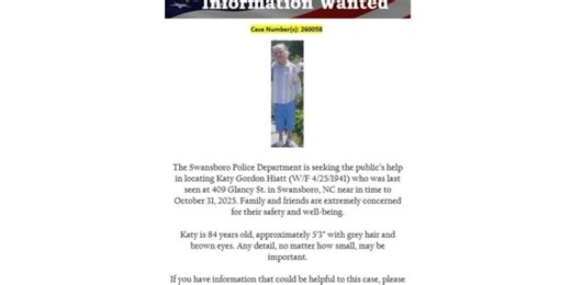 Swansboro police seek information on missing 84-year-old woman