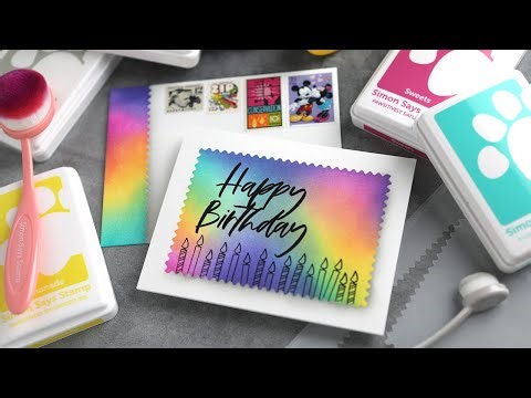 Colorful Blended Birthday Card & Envelope with Kristina Werner
