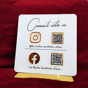 Acrylic QR Code Business Sign - Custom Social Media & Payment Display - Two Link QR Code, Gold Mirror Accent, Durable Acrylic - Etsy UK