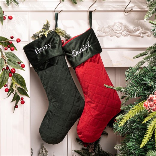 Personalized Quilted Christmas Stocking: Embroidered Holiday Decor - Etsy