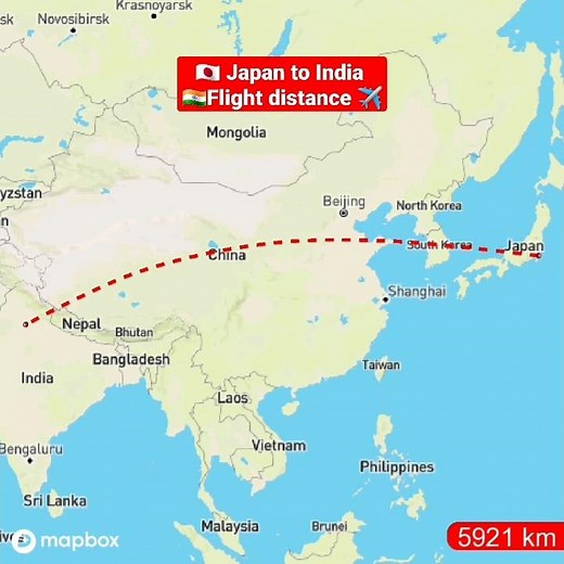 🇯🇵Japan to India 🇮🇳Flight distance ✈️ #tiktok #reels #japan #flight
