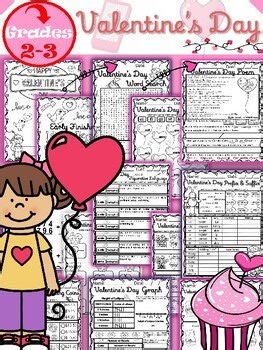 2nd, 3rd, Grade Valentines Day Packet ELA and Math January February