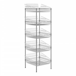 Regency 24" x 24" x 74" NSF Chrome Stationary 5 Basket Retail Storage Display Stand