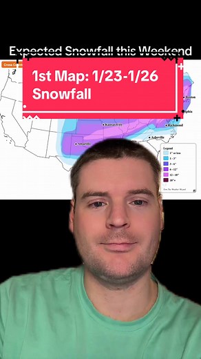 1ST OFFICIAL SNOW MAP issued 1/22/26: Major winter storm tracking from Texas to New England this weekend! 🌨️ Here’s my snow total forecast for Friday 1/23 through Monday 1/26. Notice my totals might look lower than other forecasts you’re seeing - here’s why: I’m accounting for sleet and freezing rain mixing in, especially from DC/Baltimore through Philly, NYC metro, and coastal Southern New England. That mixed precipitation will cut down on pure snowfall accumulation, even though these areas wi