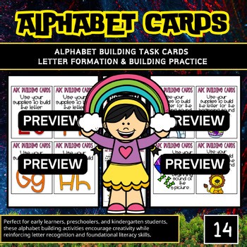 Alphabet Building Task Cards Letter Formation & Building Practice back to school