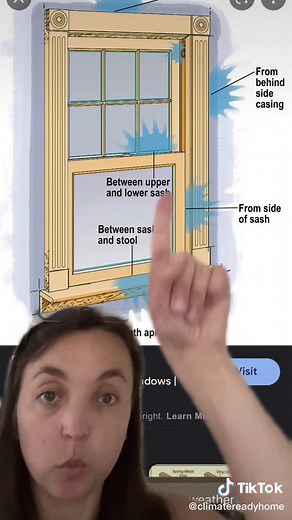 You also want to seal where the trim pieces come together (like in the corners) #climatereadyhome #climateresilience #climatecrisis #energyefficienthomes #draftywindows #weatherization #greenscreen
