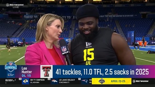 "If they do the draft based on personality, we're looking at a Top 5 pick right there." Everyone in Indy is loving them some Lee Hunter. 📺 #NFLCombine on NFL Network | Texas Tech Football
