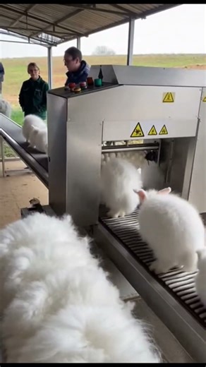 cute angora rabbit wool processing machine