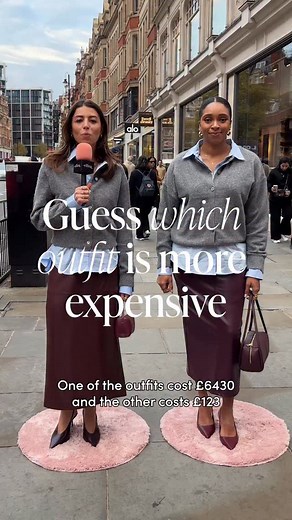 5.1K views · 65 reactions | A leather skirt is the perfect way to make your office outfits feel more chic and stylish.️ With one of these outfits coming in over £6400 and the other just £122, can you guess which outfit is most expensive? Let us know your guesses in the comments below and shop both looks in the bio! | Eliza | Facebook