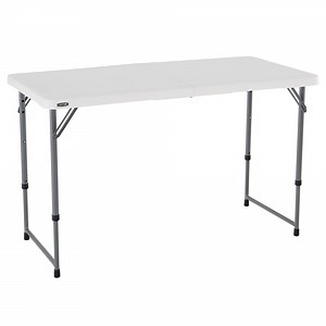 Lifetime 4-Foot Height-Adjustable Fold-In-Half Table, White Granite
