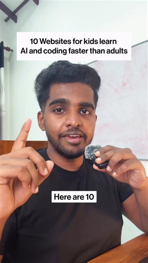 Pasindu Tharaka Lakshan on Instagram: "10 Websites for kids learn AI and coding faster than adults You don’t need to know AI or coding to prepare your kids for the future. These 10 platforms do the teaching for you. Here’s the list: 1. Scratch — Free coding community created at MIT’s Media Lab 2. Code.org — Used by millions of teachers and students worldwide 3. CodeMonkey — Learn Python through interactive puzzle games 4. Teachable Machine — Google’s tool to train AI with images, sounds, and pos