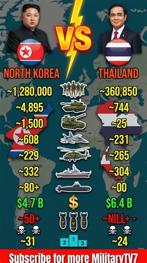 North Korea vs Thailand Military Power Comparison 2026 | Army, Air Force, Navy & Nukes