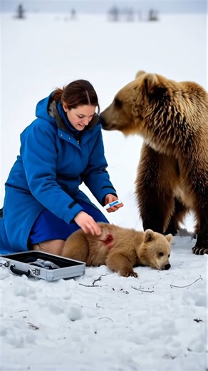 A Kind Woman Saved a Trapped Baby Bear 🐻❄️❤️ #shorts #bear