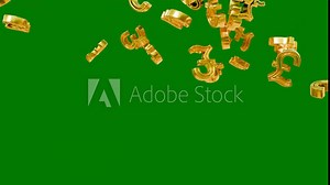pound sign currency symbol failing Alpha channel. 3d rendered animation of rotating abstract pound symbol failing on Green screen.