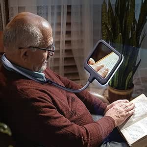 3X Neck Magnifying Glass Hands Free with Light for Reading Close Work - Wearable Large Full Page LED Magnifier, Gifts for Seniors Sewing Cross Stitch Crafts Embroidery Needles Supplies (Sleeping)
