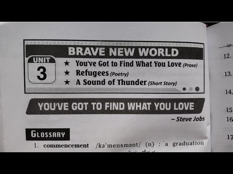 Inter 1st year English 3rd unit Brave New World prose you have got to find what you love guide,notes