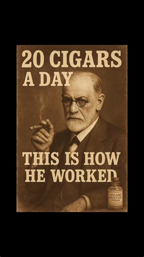 Anatolie Clevan on Instagram: "Sigmund Freud smoked 20 cigars a day while using cocaine and inventing modern psychology. This is how he actually worked. Vienna, 1880s to 1930s. Freud smoked constantly. Minimum 20 cigars per day, often more. He called them his "little friends" and refused to see patients without a cigar lit. He claimed he couldn't think properly without one. Said the smoke helped him concentrate and access deeper levels of thought. He developed most of his groundbreaking theories