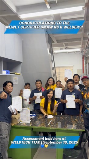 6.4K views · 159 reactions | Congratulations to the newly certified GMAW NC II Welders today! September 18 • Assessment held here at WeldTech Trade Test Training and Assessment Center Inc. Good luck sa inyong mga welding journey mga sir! 殺 | WeldTech Trade Test Training and Assessment Center Inc. | Facebook