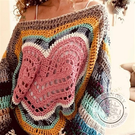 Crochet Poncho Pattern PDF - Warm Heart Poncho Sweater, Digital Download - Etsy
