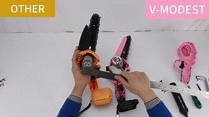 6 Inch Cordless Mini Chain saw with Automatic oiler 2 Batteries and 2 Chains Lightweight Handheld Compact Electric Pruning Chainsaw for Garden Wood Cutting Pink Women's Exclusive