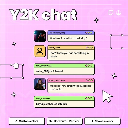 Y2K Retro Twitch Chat Overlay Widget: Animated Stream Overlay (digital Download) - Etsy