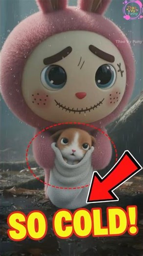 Labubu FINDS towel for bunny! 🥰 #shorts #labubu