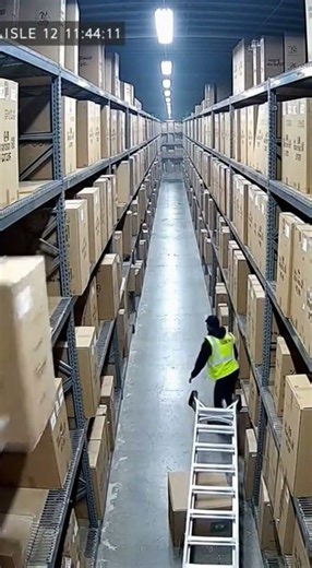 Warehouse Worker Dodges Falling Pallets