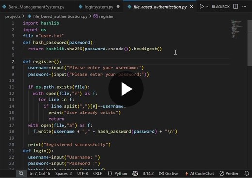 Python File-Based User Authentication System | Ankit Sharma posted on the topic | LinkedIn
